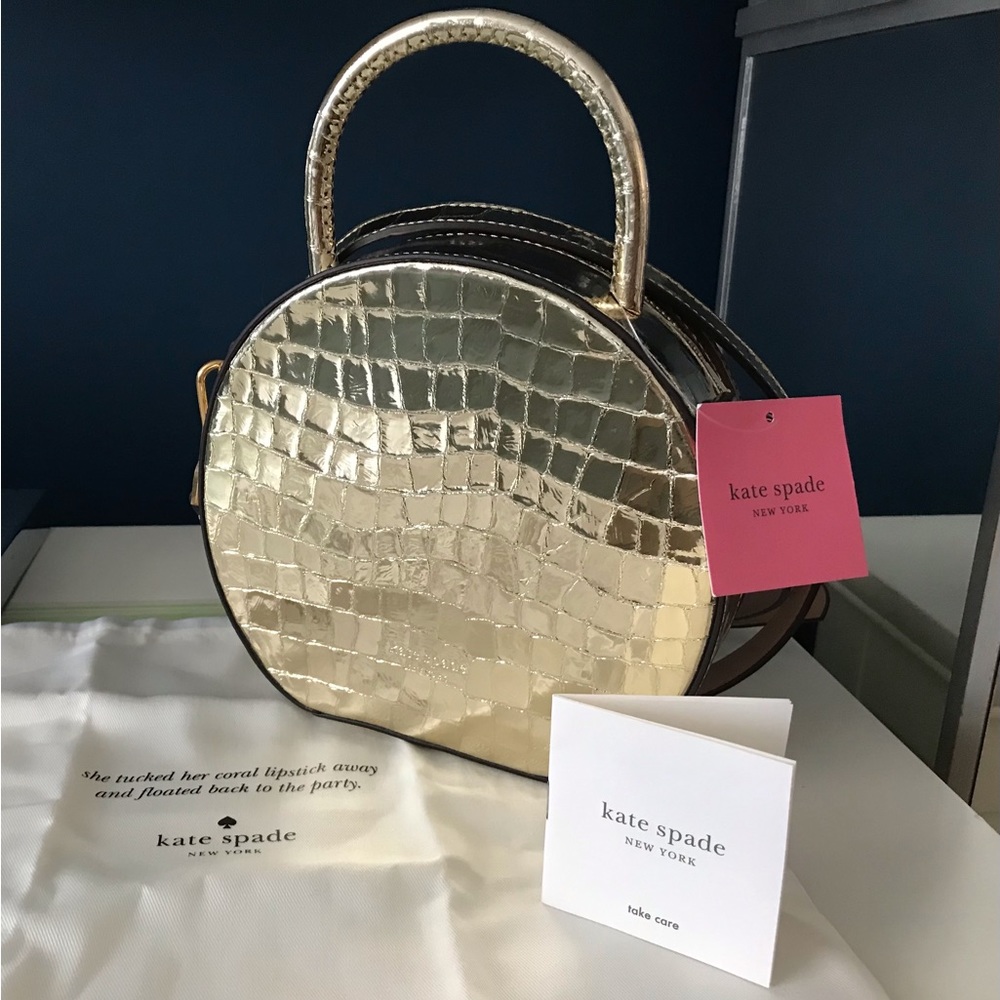 BNWT Kate Spade Andi metallic croc embossed leather bag - Picture 3 of 14